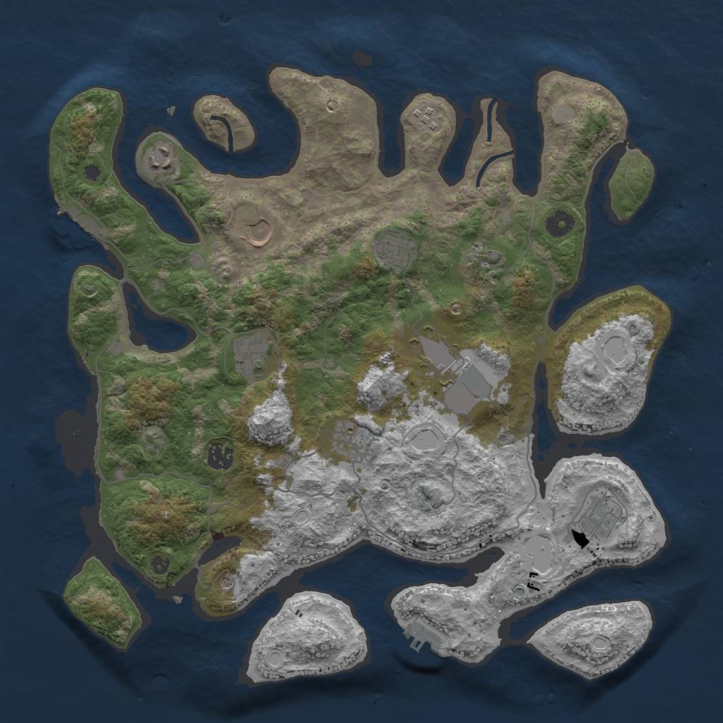 Rust Map: Procedural Map, Size: 4000, Seed: 129989, 18 Monuments