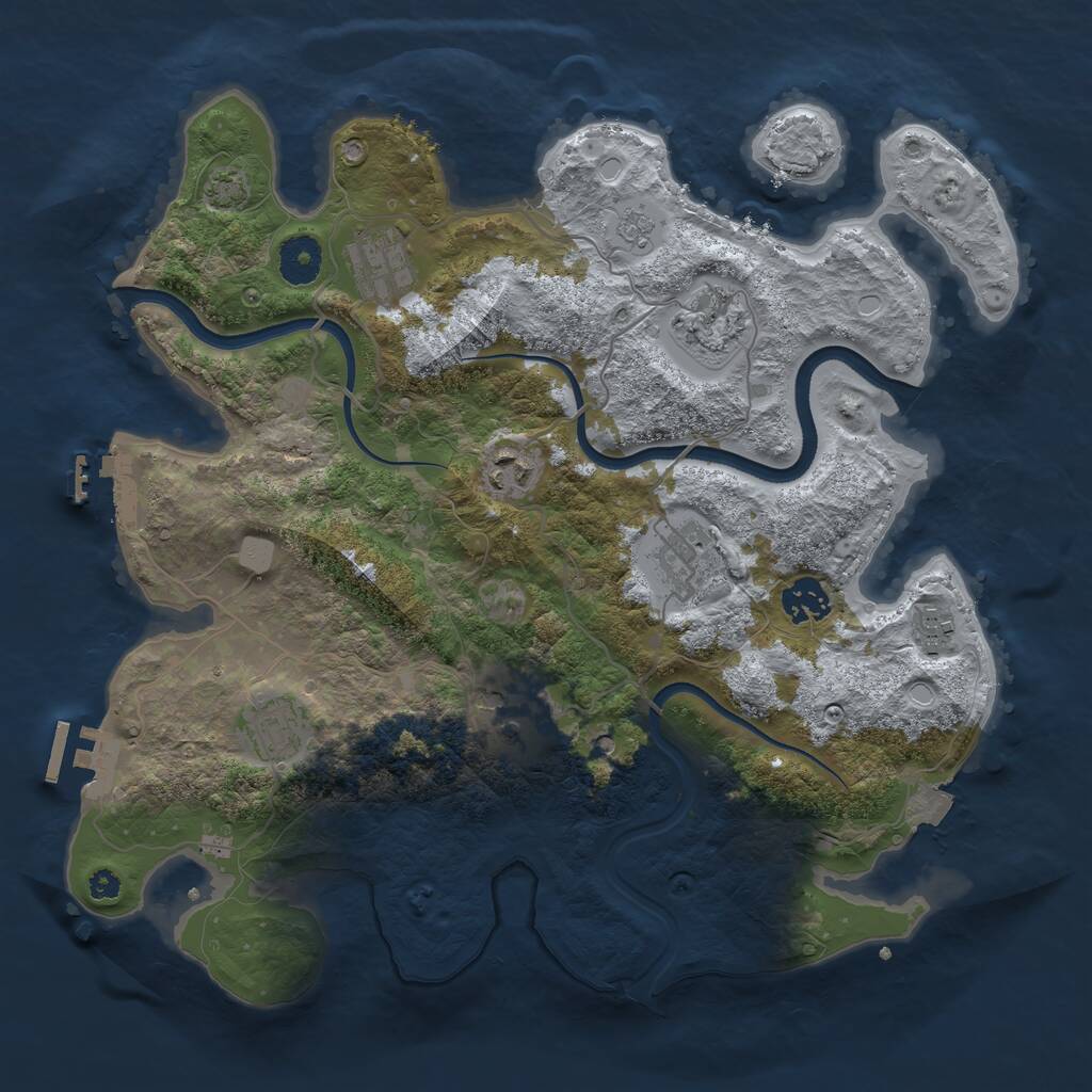 Rust Map: Procedural Map, Size: 3550, Seed: 303426, 14 Monuments