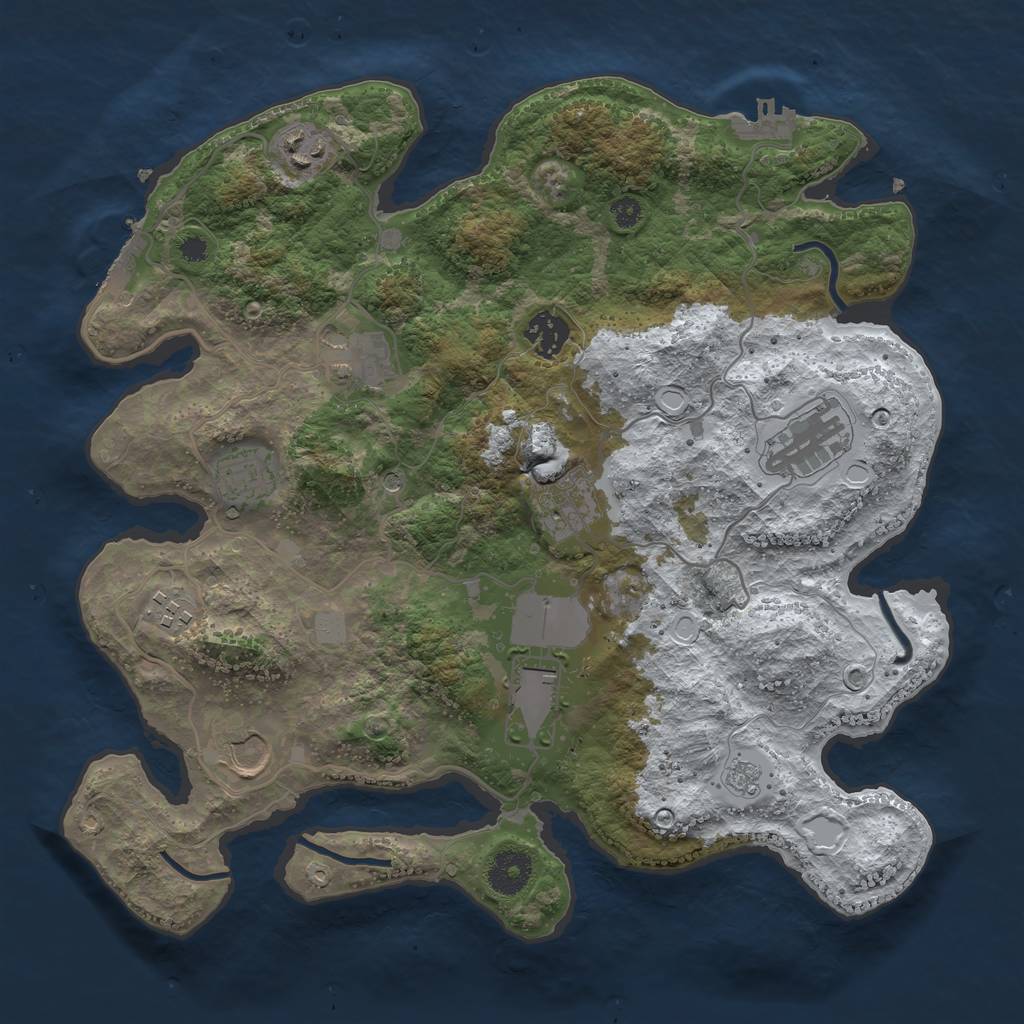 Rust Map: Procedural Map, Size: 3500, Seed: 5313734, 18 Monuments