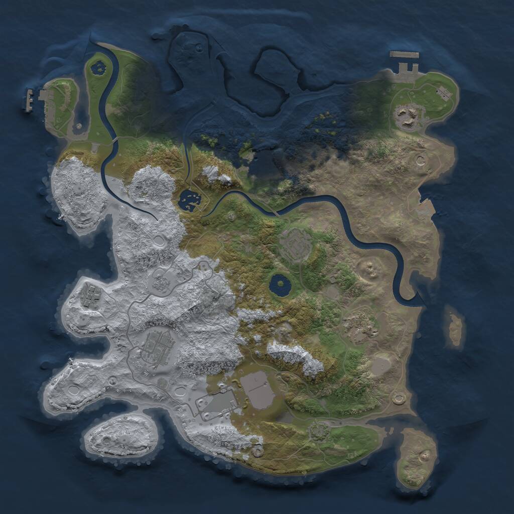 Rust Map: Procedural Map, Size: 3550, Seed: 905454, 14 Monuments