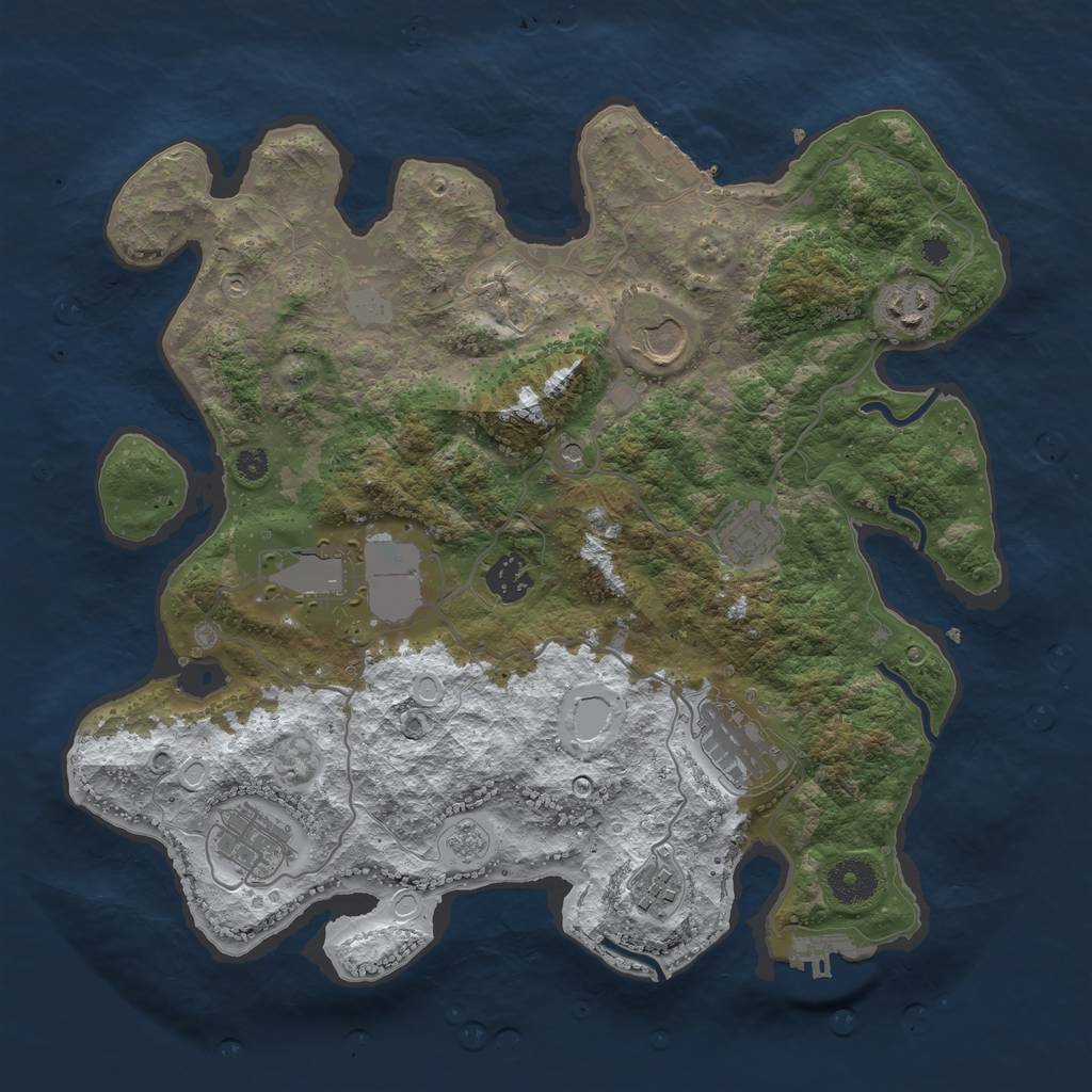 Rust Map: Procedural Map, Size: 3550, Seed: 299051, 17 Monuments