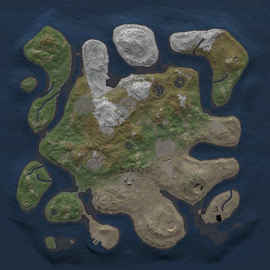 Rust Map: Procedural Map, Size: 3500, Seed: 36756, 14 Monuments
