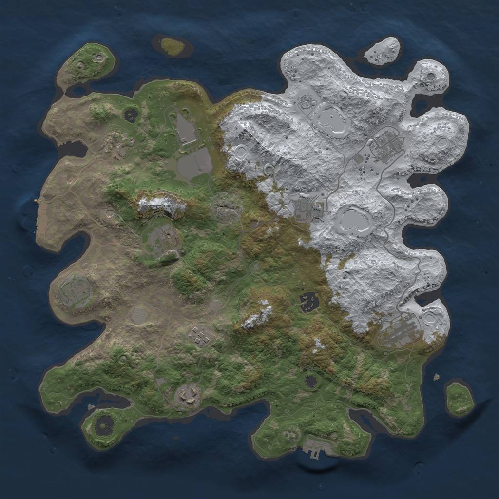 Rust Map: Procedural Map, Size: 3750, Seed: 53324, 19 Monuments