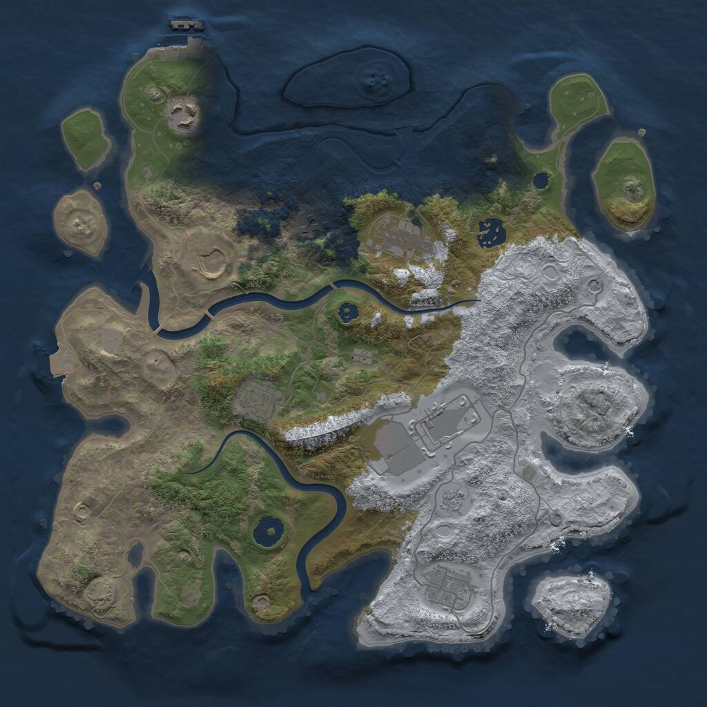 Rust Map: Procedural Map, Size: 3550, Seed: 830604, 13 Monuments