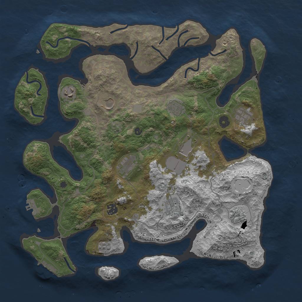 Rust Map: Procedural Map, Size: 4000, Seed: 974205, 17 Monuments