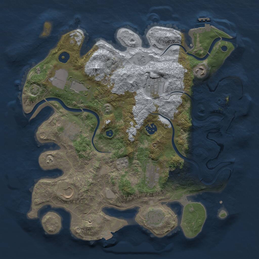 Rust Map: Procedural Map, Size: 3550, Seed: 400887, 15 Monuments