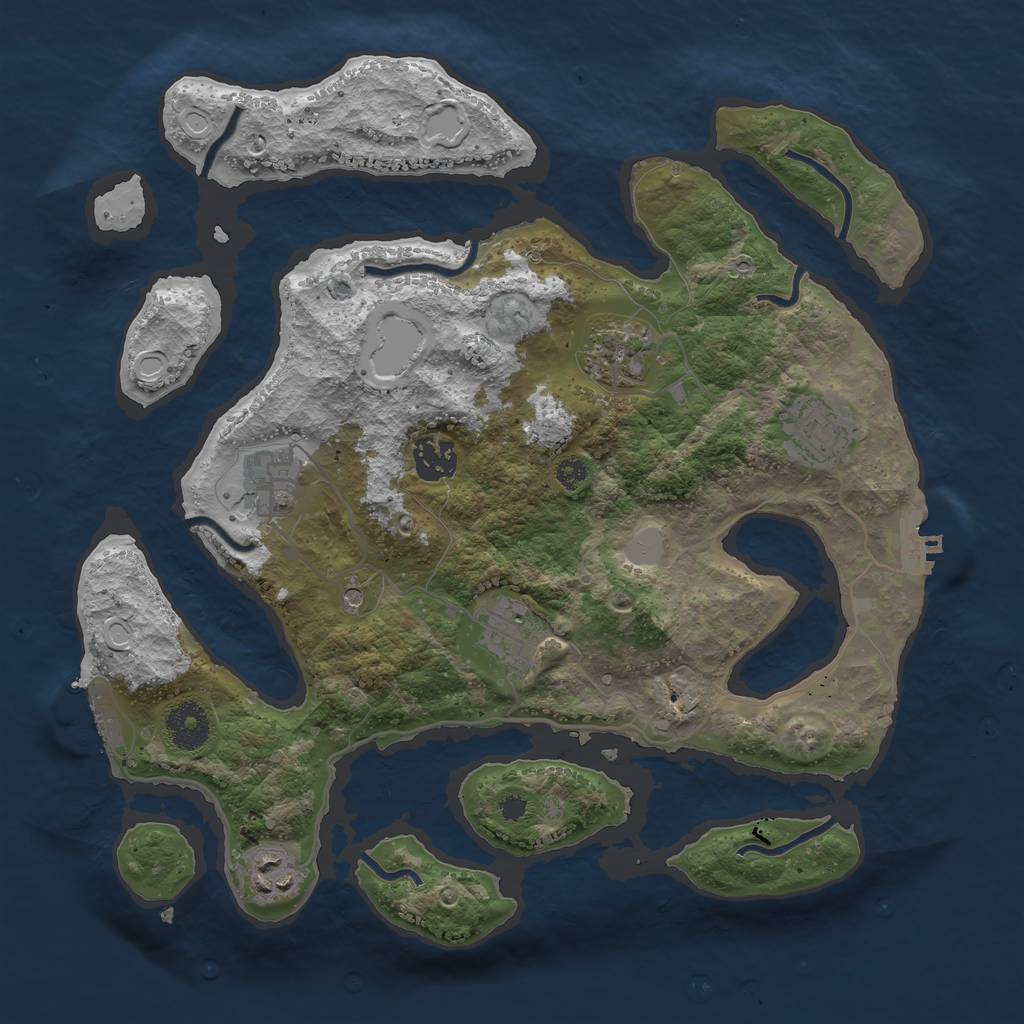 Rust Map: Procedural Map, Size: 3400, Seed: 55, 14 Monuments