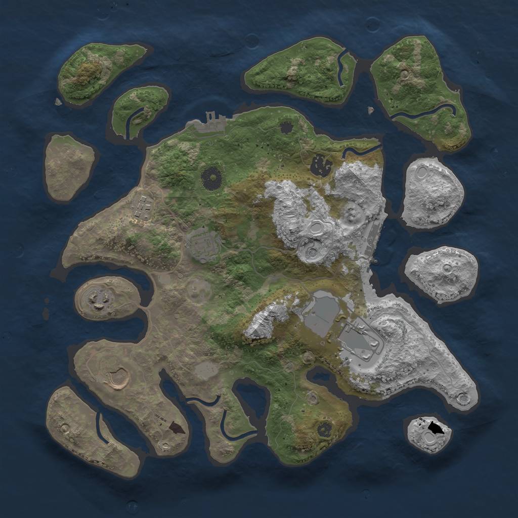 Rust Map: Procedural Map, Size: 3550, Seed: 498599, 14 Monuments