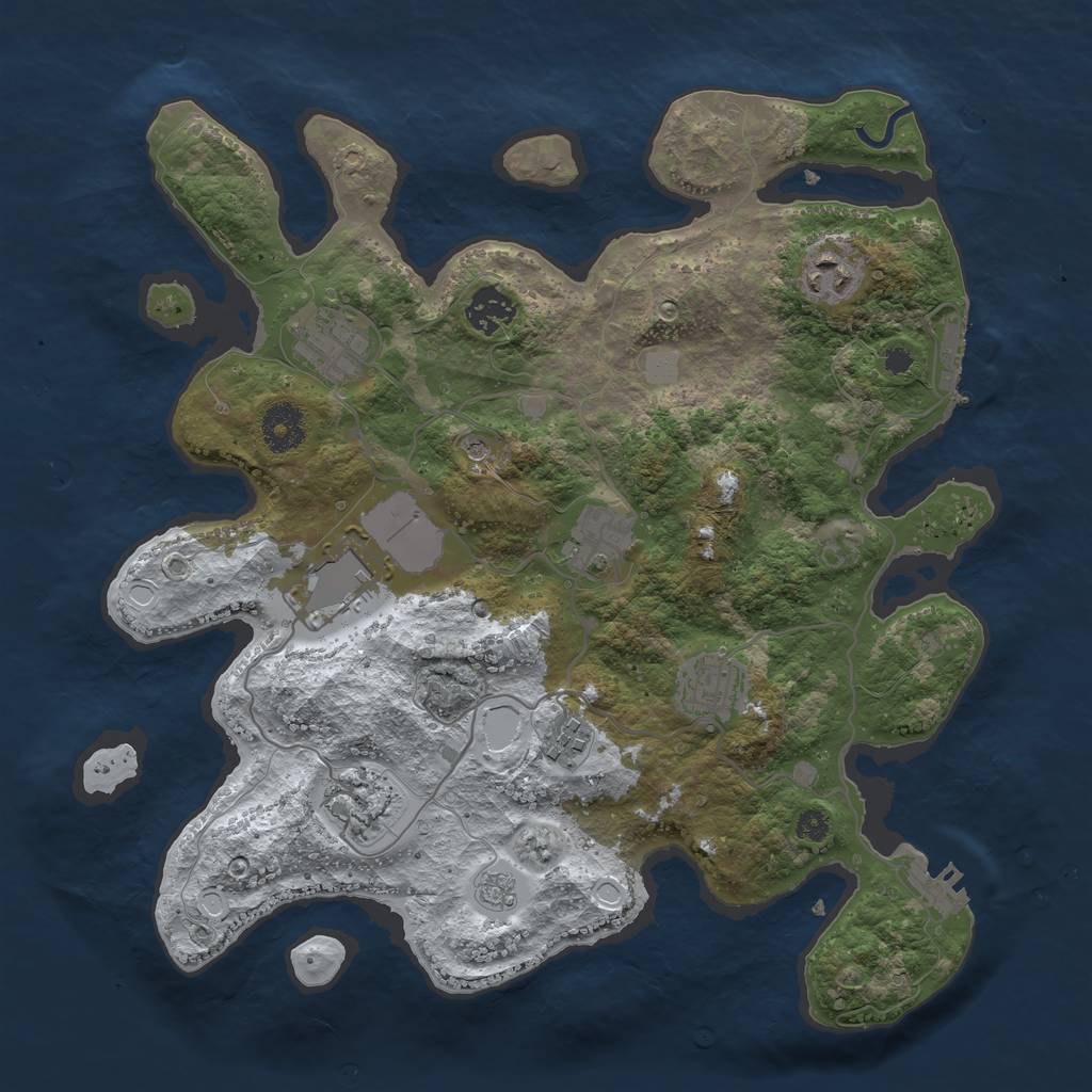 Rust Map: Procedural Map, Size: 3500, Seed: 83717283, 17 Monuments