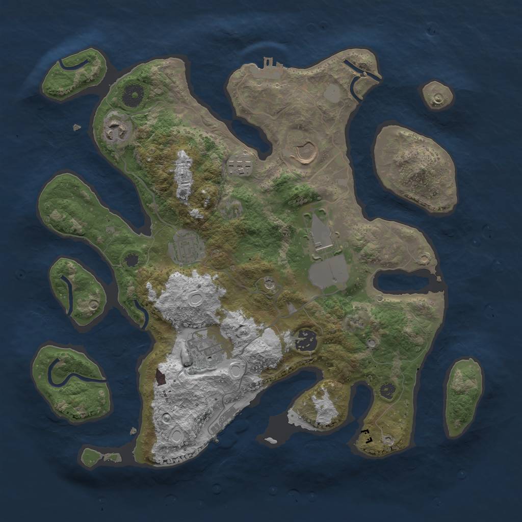 Rust Map: Procedural Map, Size: 3500, Seed: 116053444, 15 Monuments