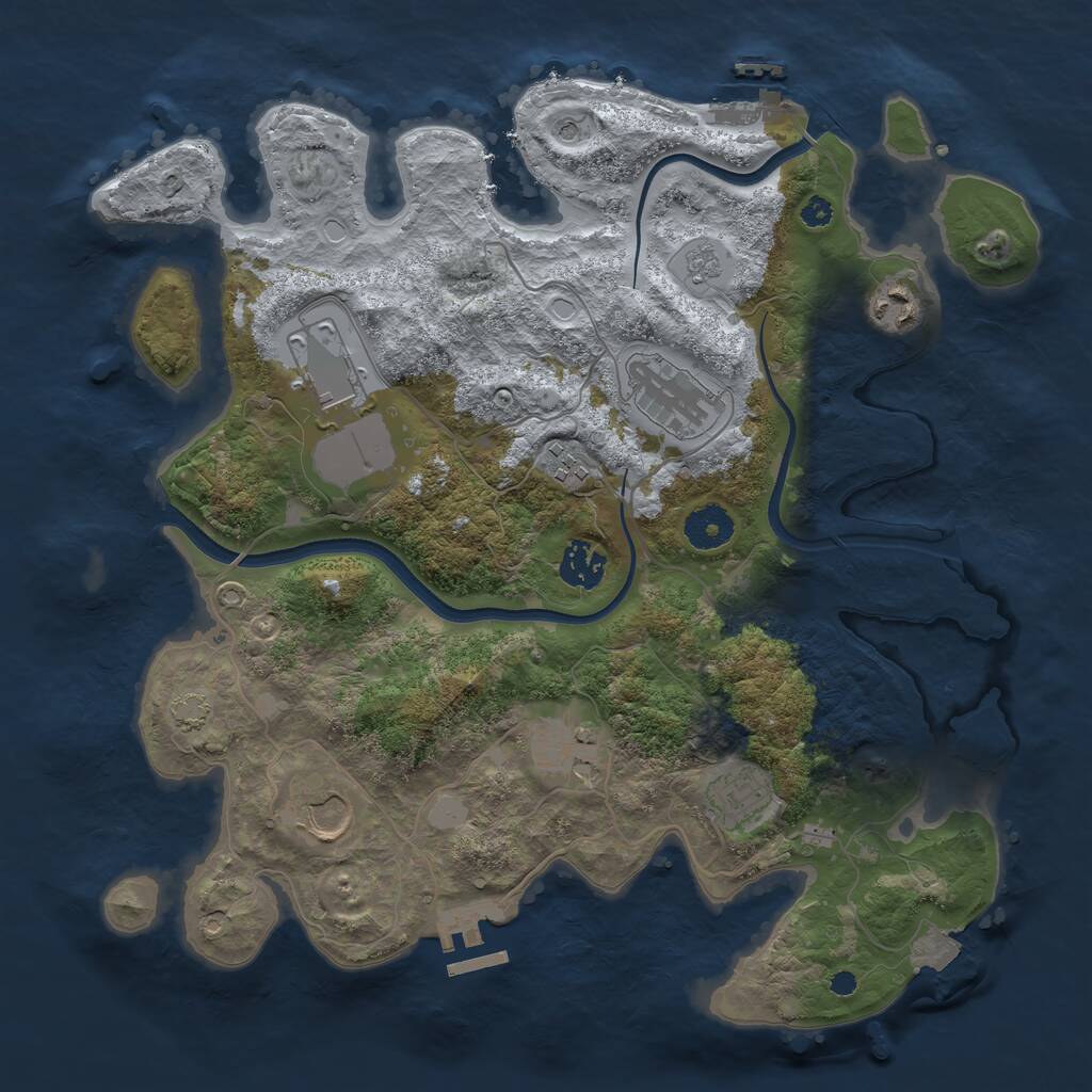 Rust Map: Procedural Map, Size: 3550, Seed: 269050, 14 Monuments