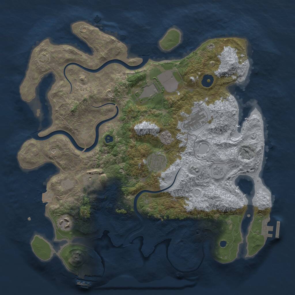 Rust Map: Procedural Map, Size: 3550, Seed: 981357, 12 Monuments