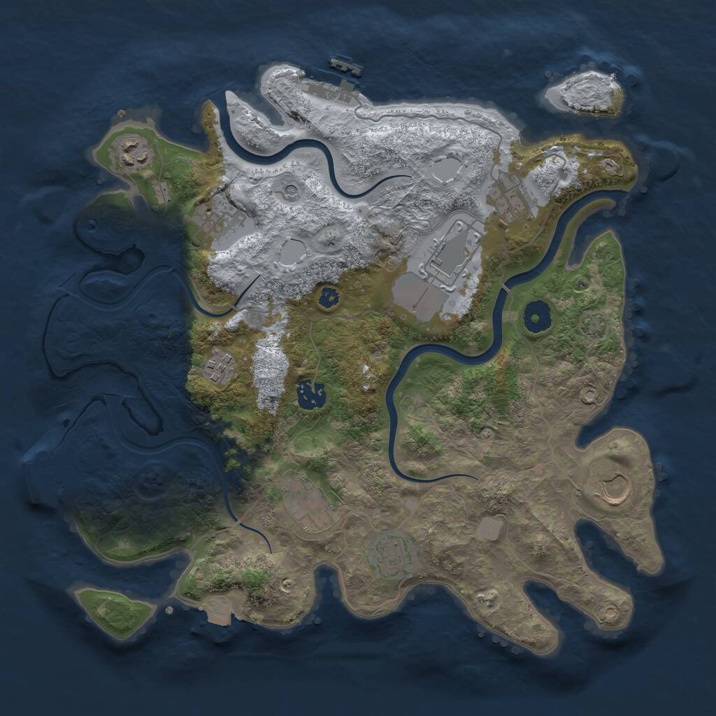 Rust Map: Procedural Map, Size: 3550, Seed: 373052, 14 Monuments