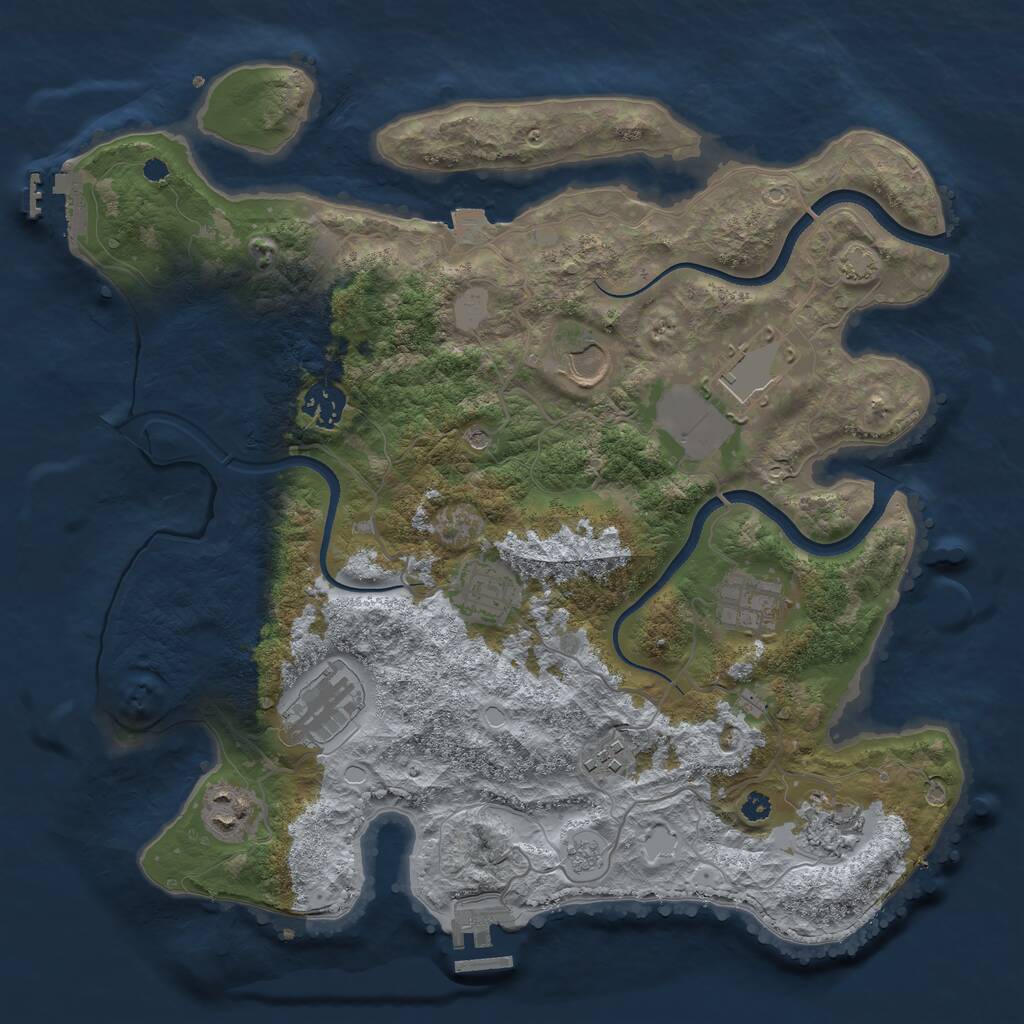 Rust Map: Procedural Map, Size: 3550, Seed: 725789, 15 Monuments