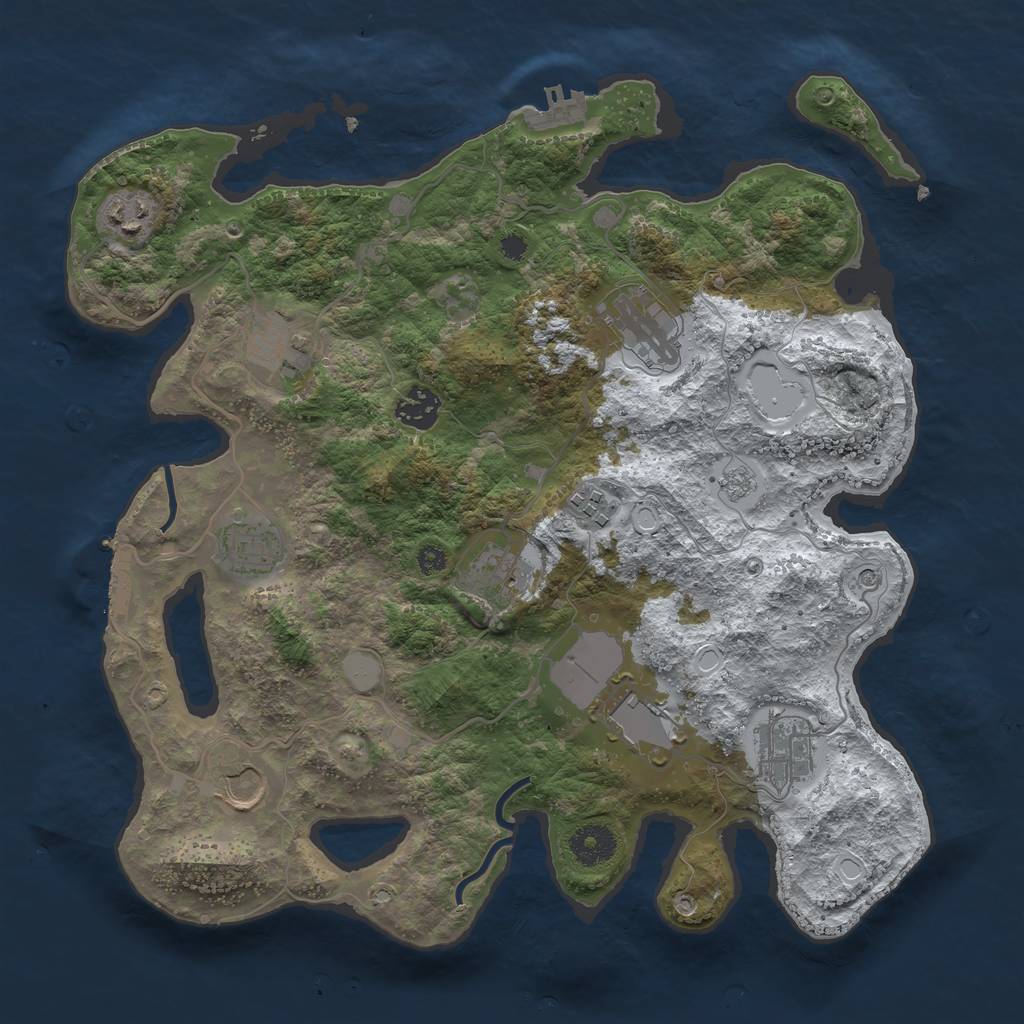 Rust Map: Procedural Map, Size: 3550, Seed: 274641, 19 Monuments