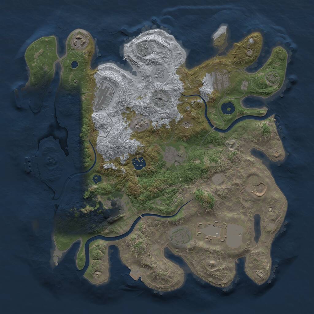 Rust Map: Procedural Map, Size: 3550, Seed: 239423, 16 Monuments