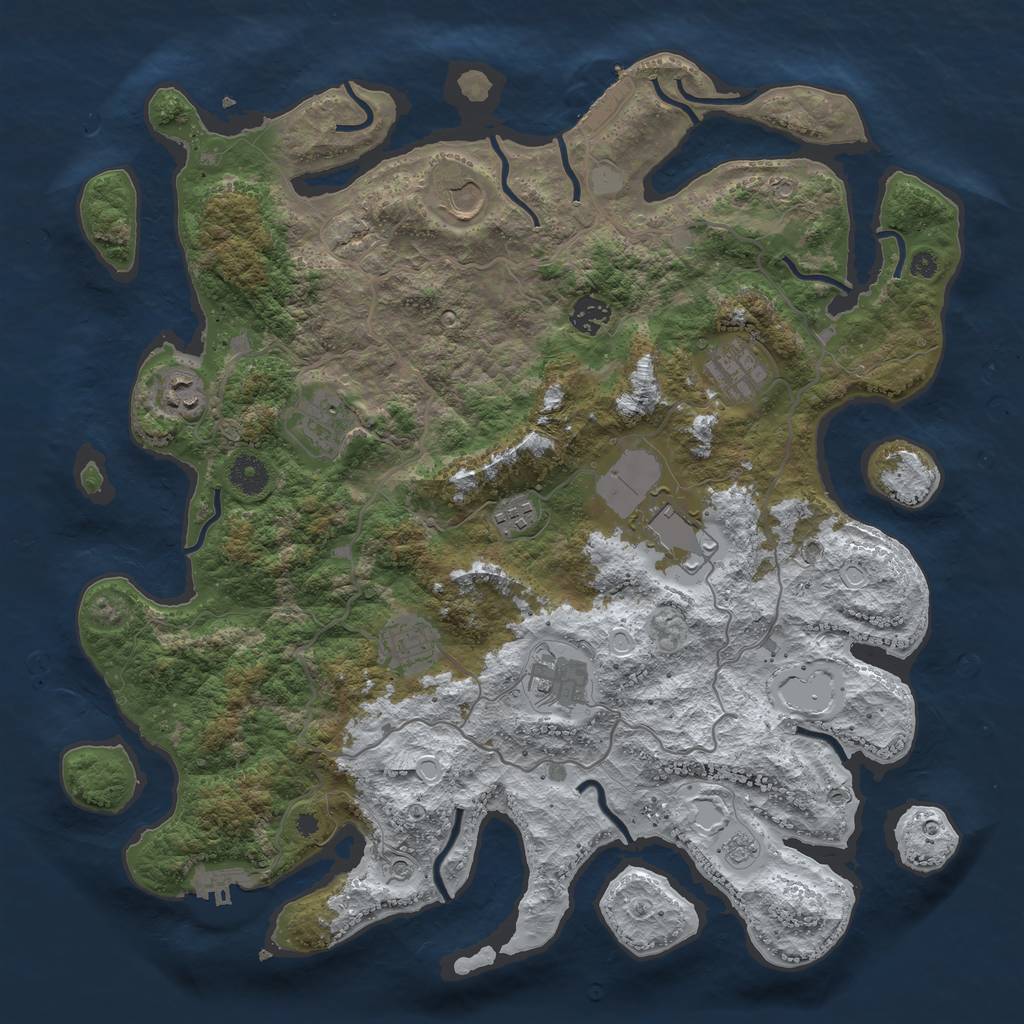 Rust Map: Procedural Map, Size: 4000, Seed: 145476, 18 Monuments