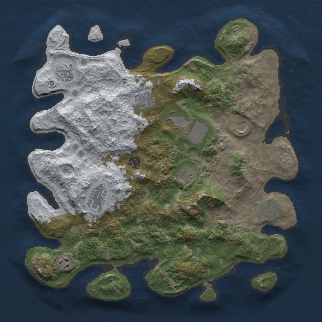 Rust Map: Barren, Size: 4000, Seed: 12, 13 Monuments