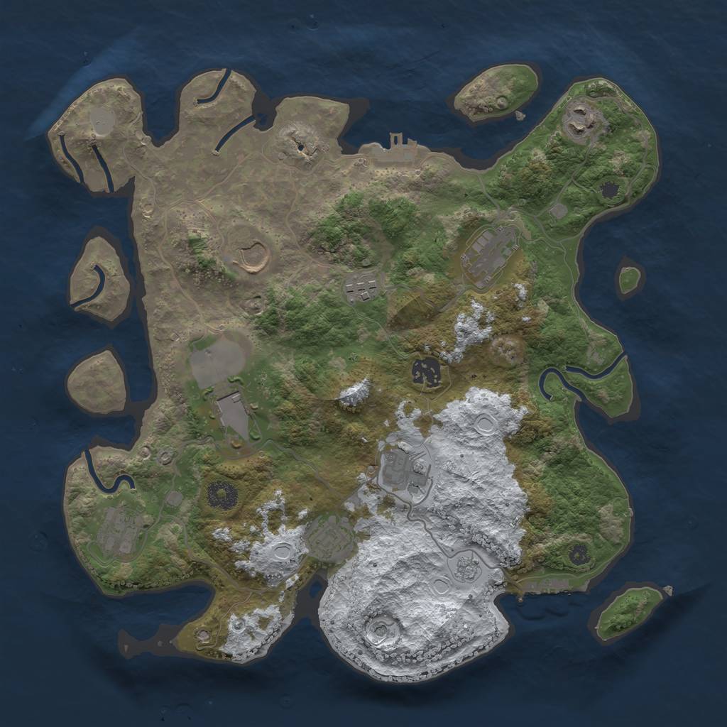 Rust Map: Procedural Map, Size: 3550, Seed: 91772, 18 Monuments