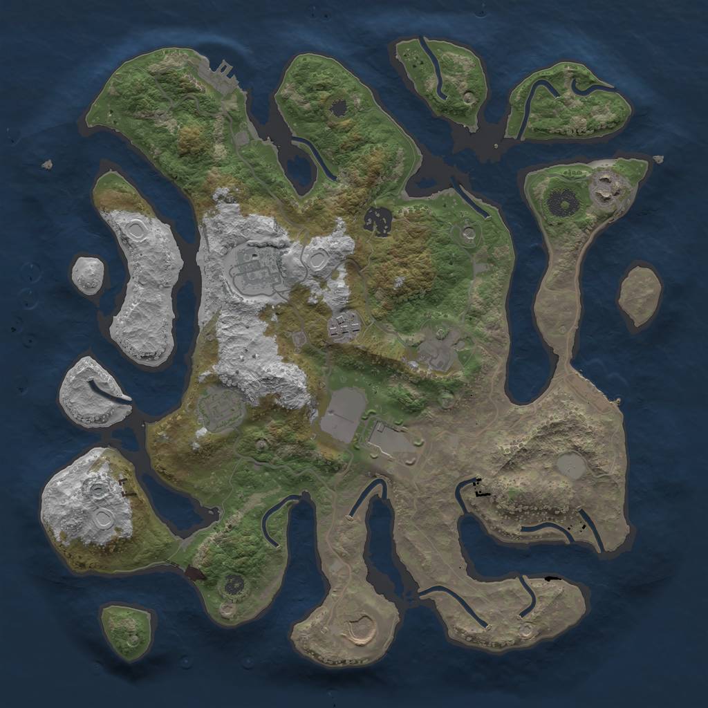 Rust Map: Procedural Map, Size: 3550, Seed: 115108, 16 Monuments