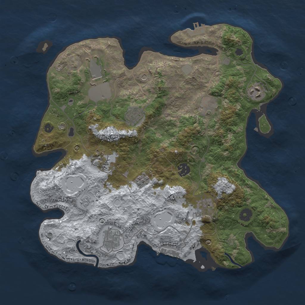 Rust Map: Procedural Map, Size: 3550, Seed: 814669, 18 Monuments
