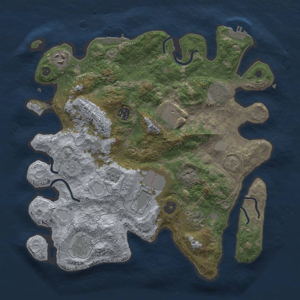 Rust Map: Procedural Map, Size: 3550, Seed: 716623, 17 Monuments