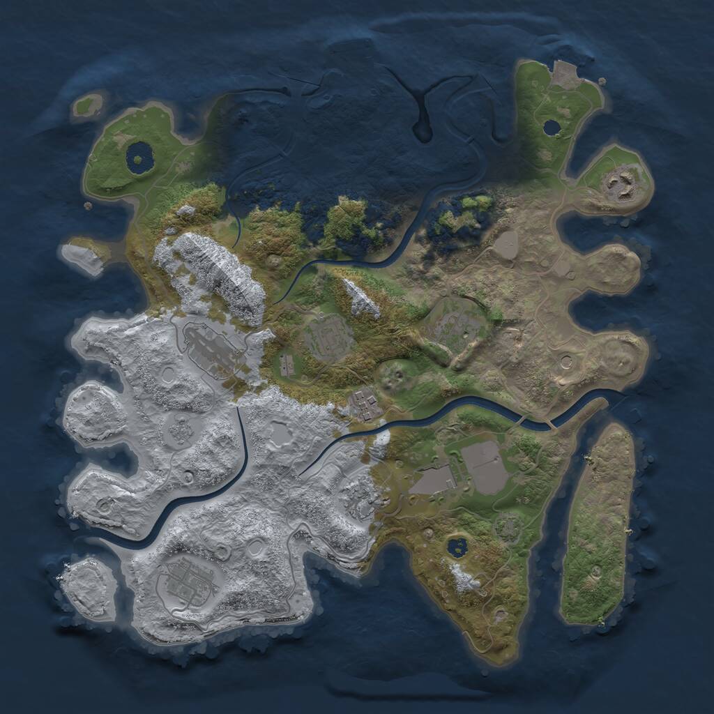 Rust Map: Procedural Map, Size: 3550, Seed: 716623, 13 Monuments