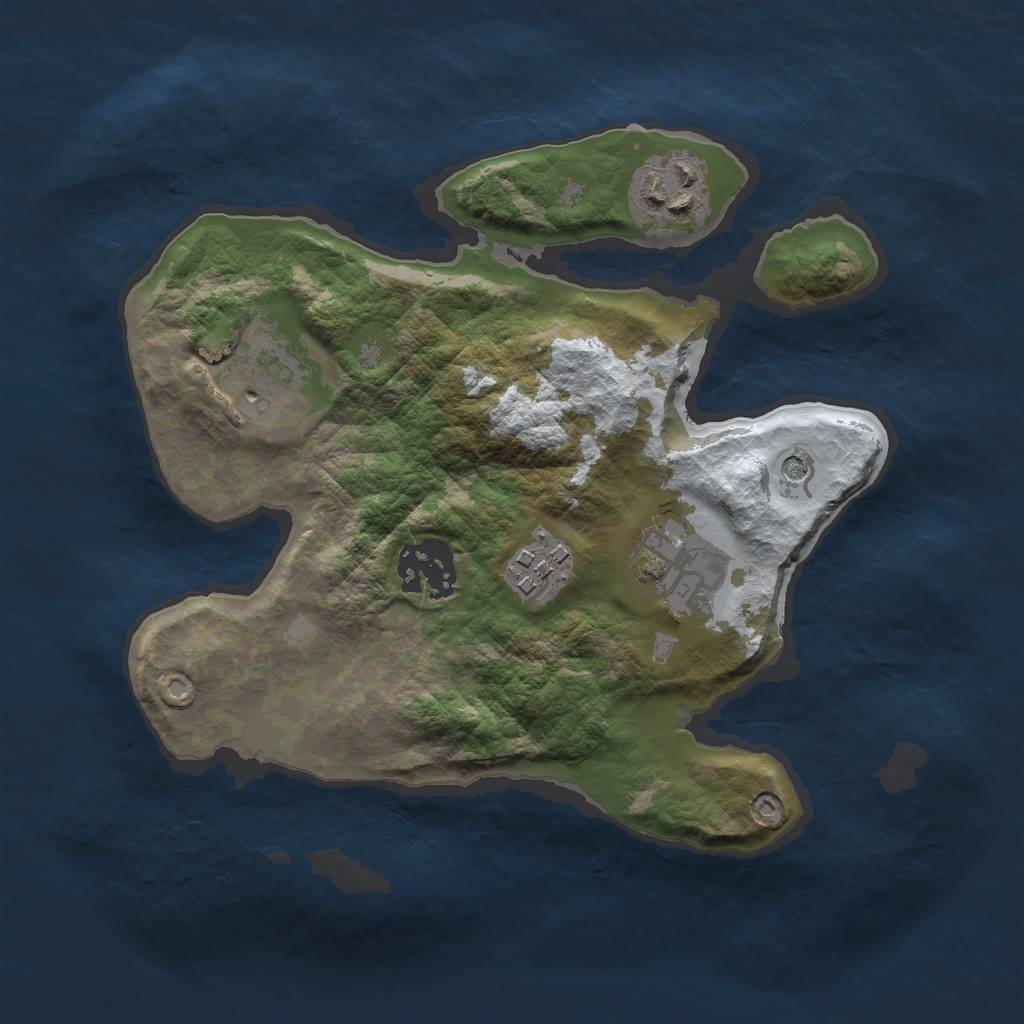 Rust Map: Barren, Size: 2500, Seed: 168, 8 Monuments