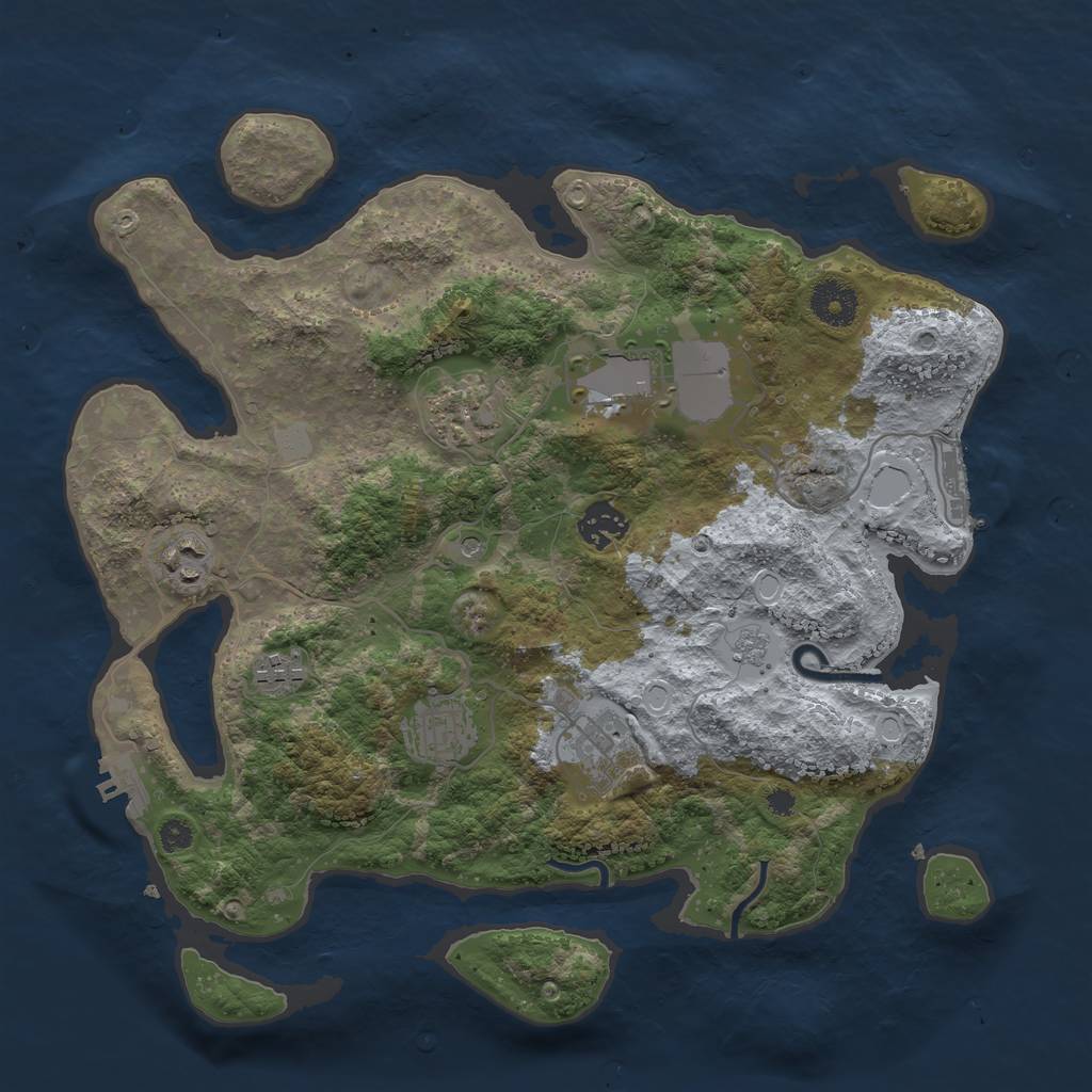 Rust Map: Procedural Map, Size: 3500, Seed: 1245, 14 Monuments