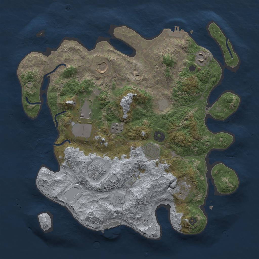 Rust Map: Procedural Map, Size: 3500, Seed: 6738, 14 Monuments