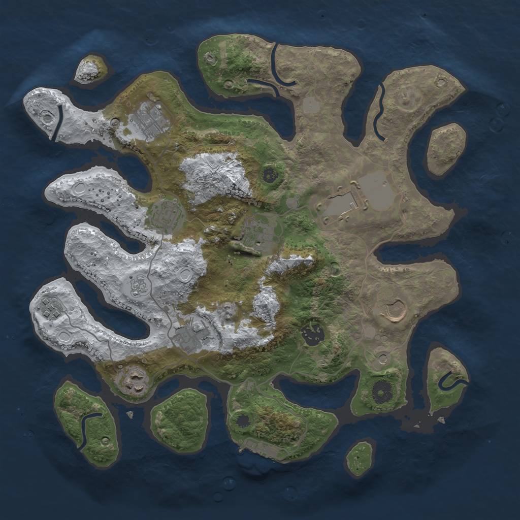 Rust Map: Procedural Map, Size: 3500, Seed: 55125, 17 Monuments