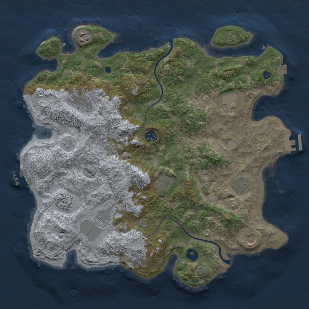 Rust Map: Procedural Map, Size: 3900, Seed: 1219836915, 16 Monuments