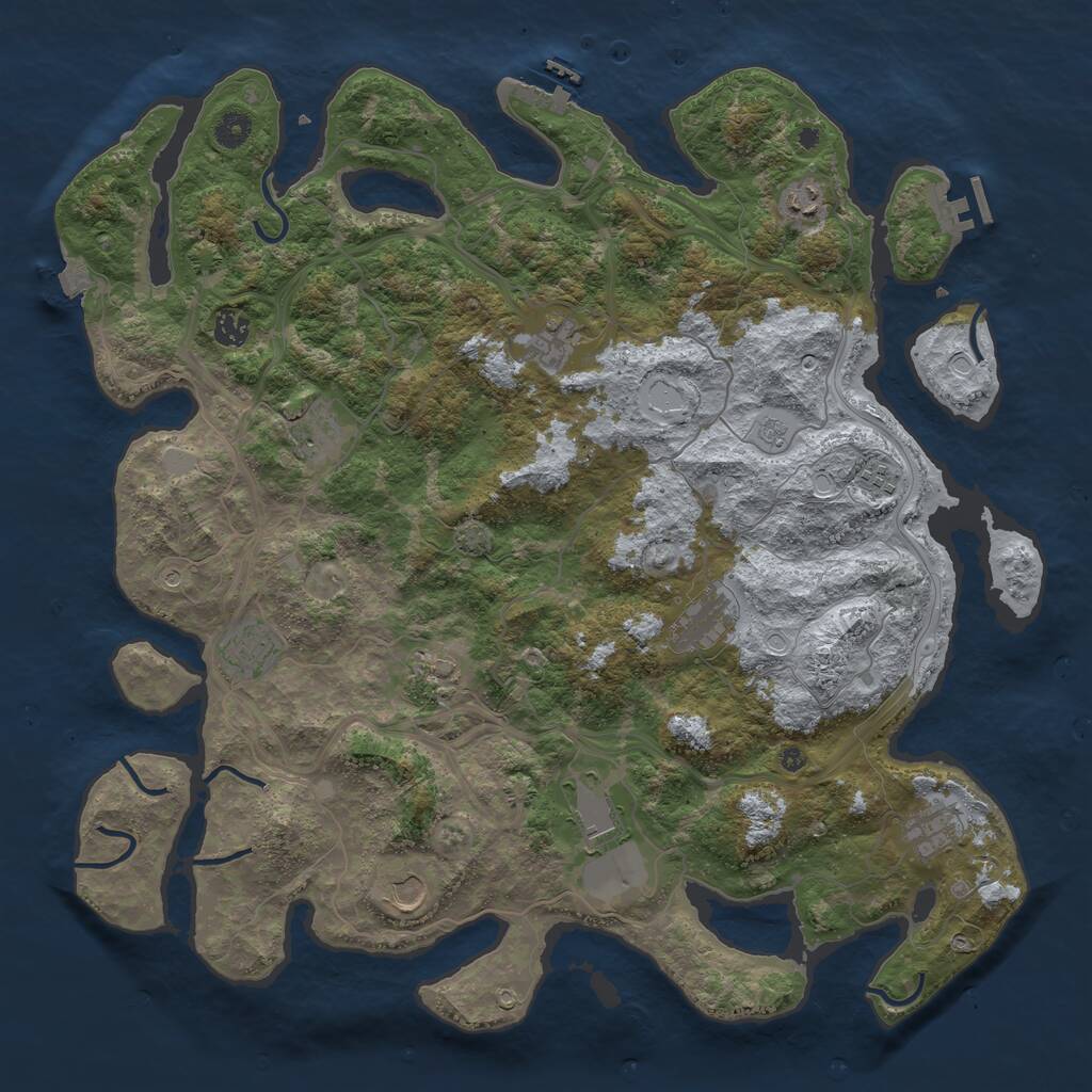 Rust Map: Procedural Map, Size: 4500, Seed: 1241234, 17 Monuments