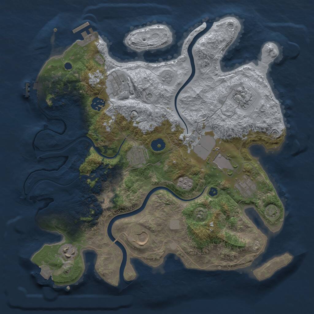 Rust Map: Procedural Map, Size: 3500, Seed: 6418964, 15 Monuments