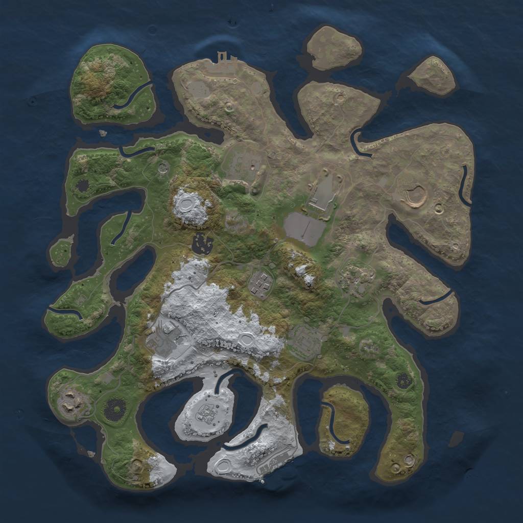 Rust Map: Procedural Map, Size: 3500, Seed: 1765831591, 18 Monuments