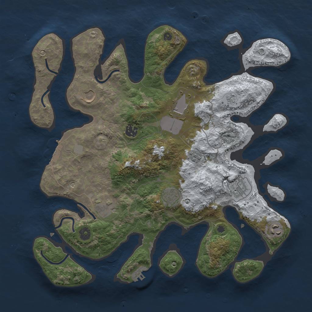Rust Map: Procedural Map, Size: 3750, Seed: 1649850936, 17 Monuments