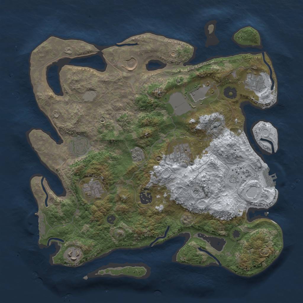 Rust Map: Procedural Map, Size: 3500, Seed: 25360988, 18 Monuments