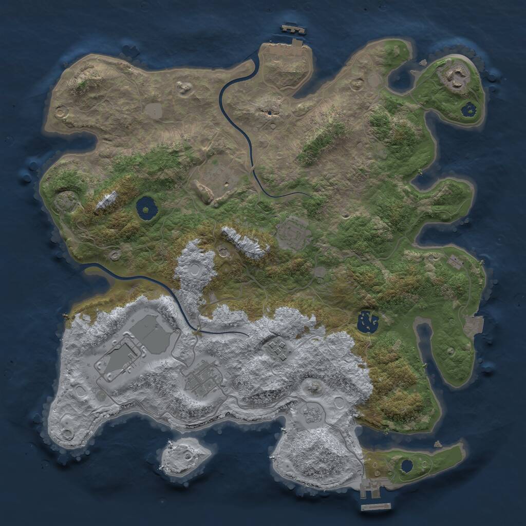 Rust Map: Procedural Map, Size: 3550, Seed: 922986, 13 Monuments