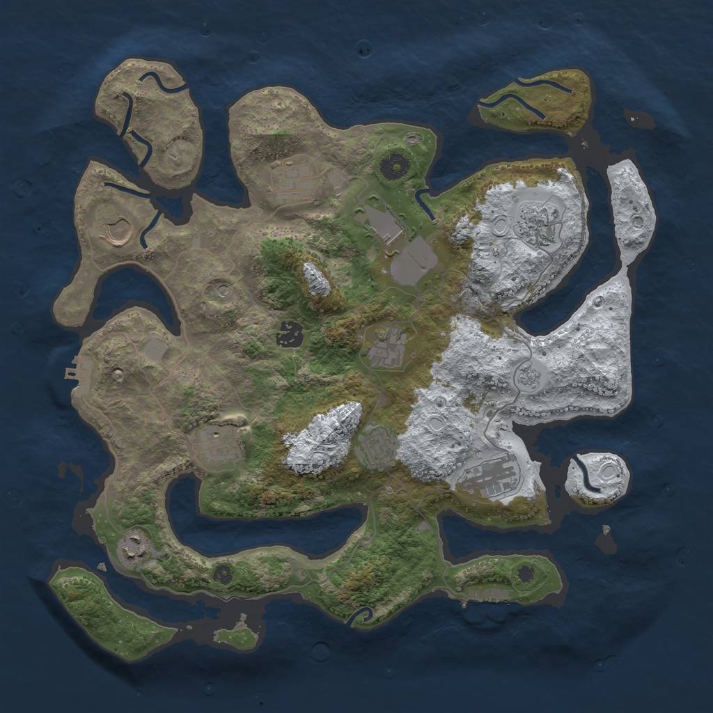 Rust Map: Procedural Map, Size: 3850, Seed: 1148858358, 19 Monuments
