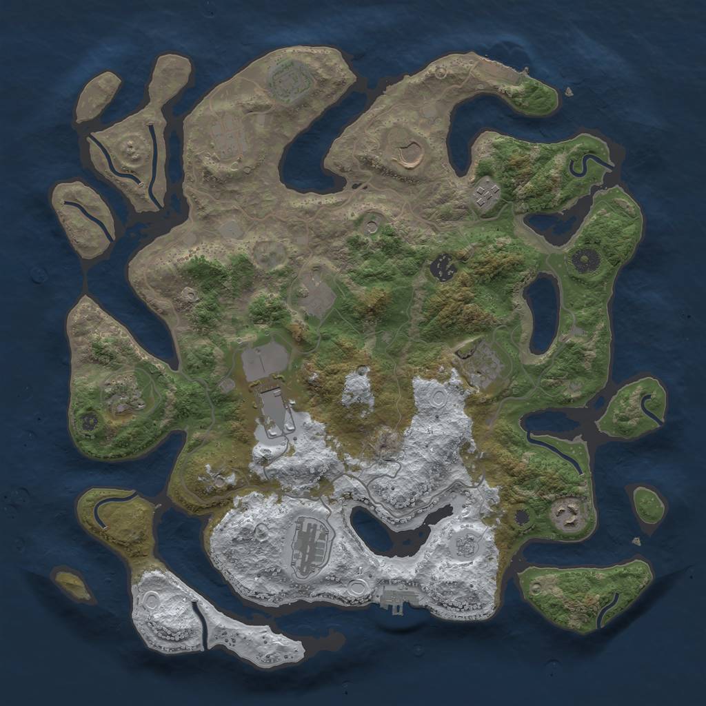 Rust Map: Procedural Map, Size: 4000, Seed: 1411618498, 20 Monuments