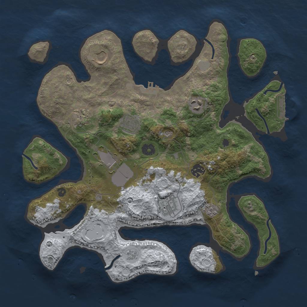 Rust Map: Procedural Map, Size: 3550, Seed: 359418, 17 Monuments