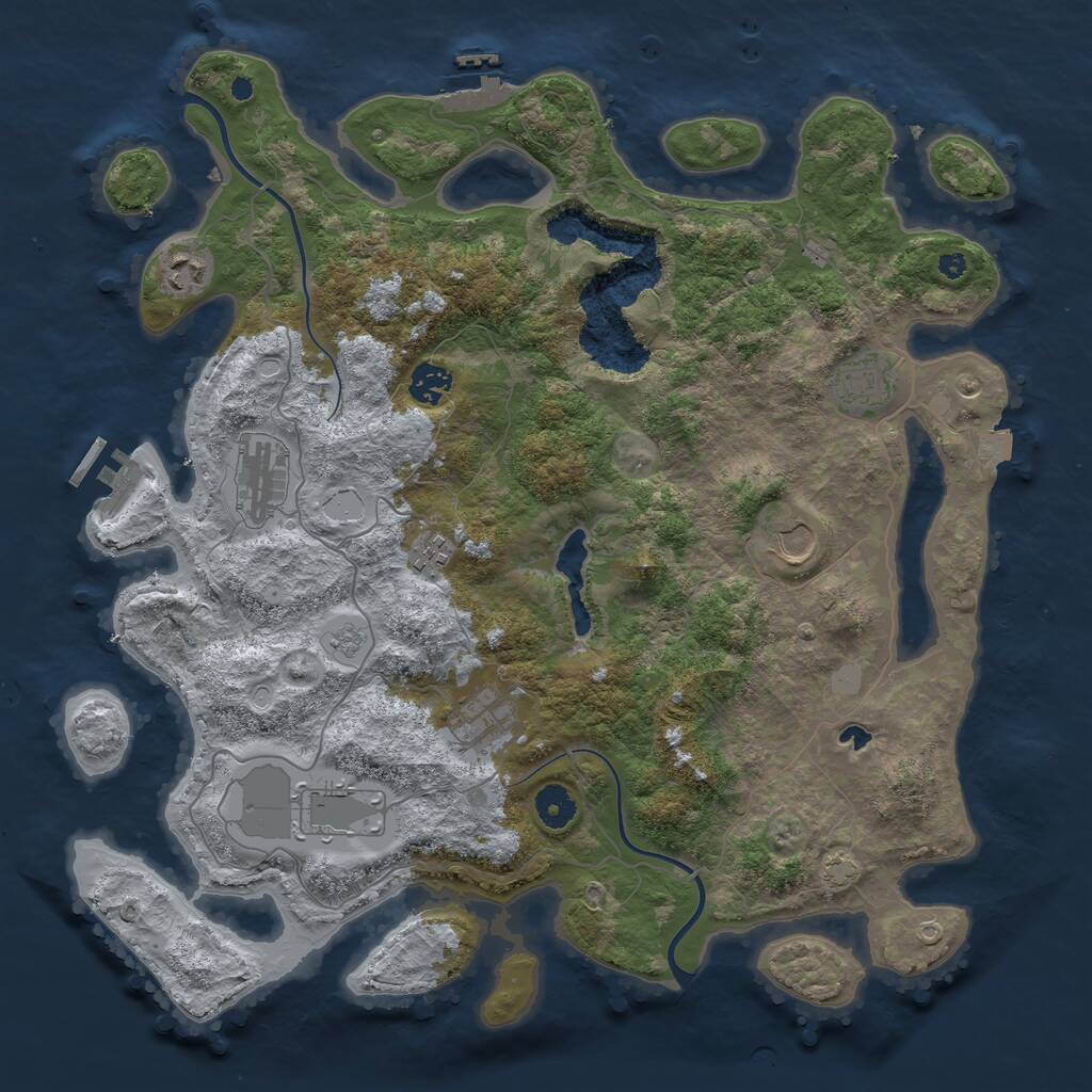Rust Map: Procedural Map, Size: 4000, Seed: 3176, 13 Monuments
