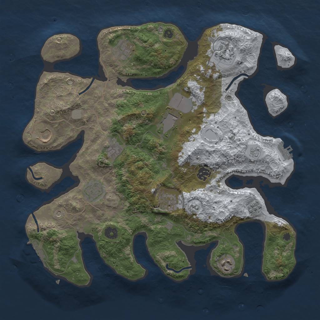 Rust Map: Procedural Map, Size: 3700, Seed: 1115857, 19 Monuments