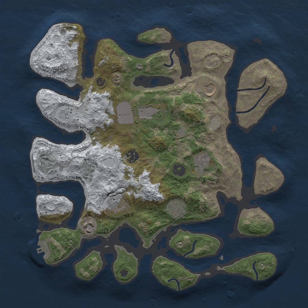 Rust Map: Procedural Map, Size: 3600, Seed: 101063243, 15 Monuments