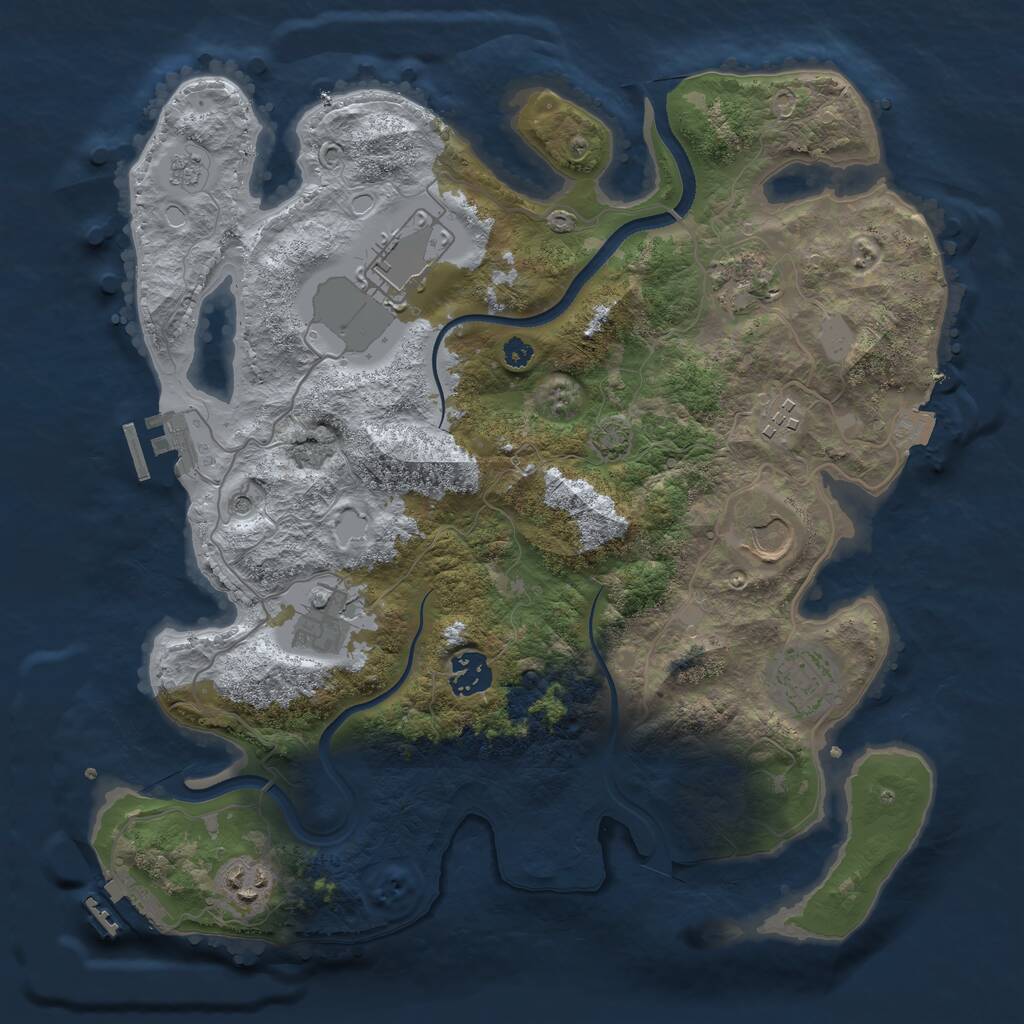 Rust Map: Procedural Map, Size: 3500, Seed: 219076653, 14 Monuments