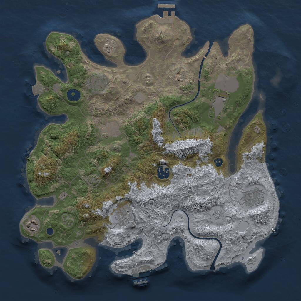 Rust Map: Procedural Map, Size: 3500, Seed: 894028052, 13 Monuments