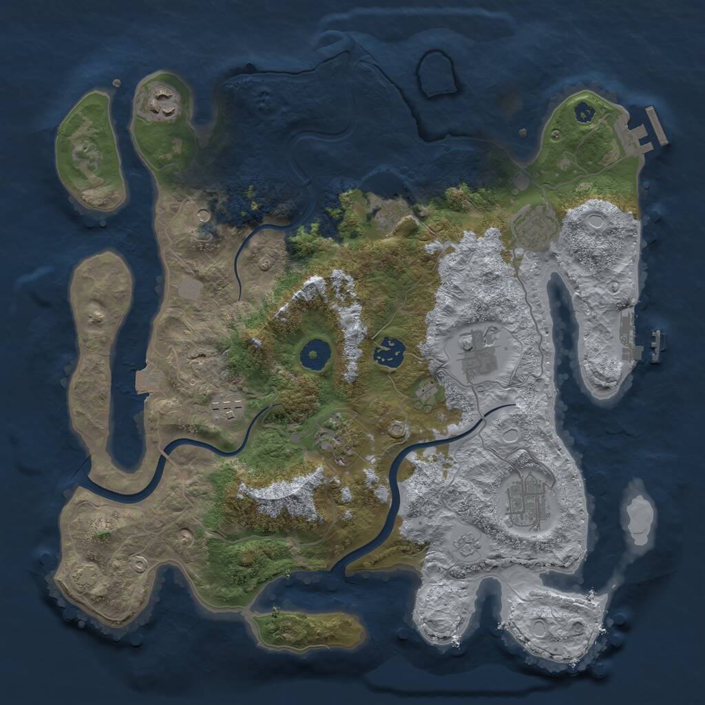 Rust Map: Procedural Map, Size: 3500, Seed: 5156101, 14 Monuments