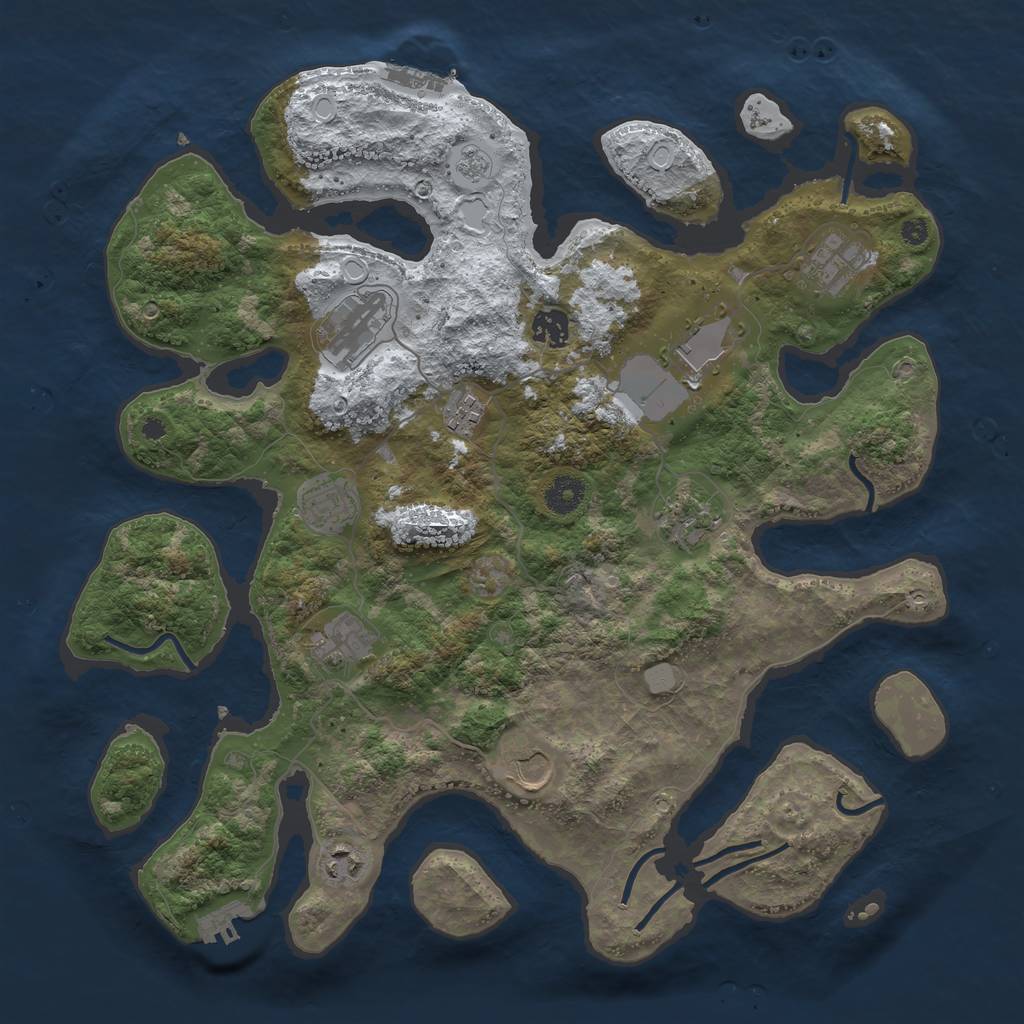 Rust Map: Procedural Map, Size: 3950, Seed: 185866526, 18 Monuments