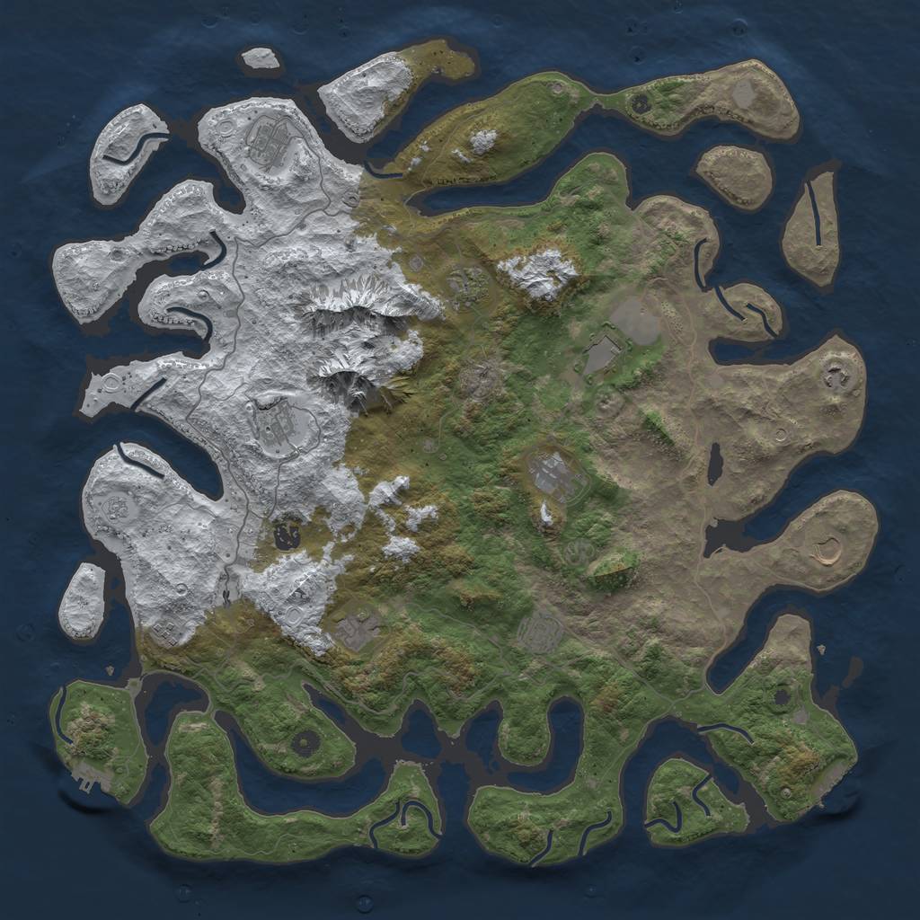 Rust Map: Procedural Map, Size: 5000, Seed: 54310, 20 Monuments