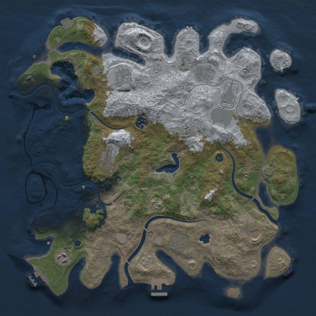 Rust Map: Procedural Map, Size: 4000, Seed: 53532, 15 Monuments